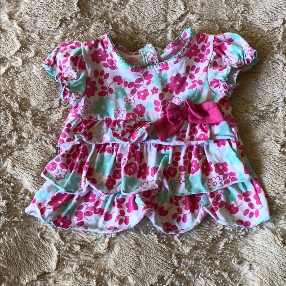 Pink and blue flowered tiered top